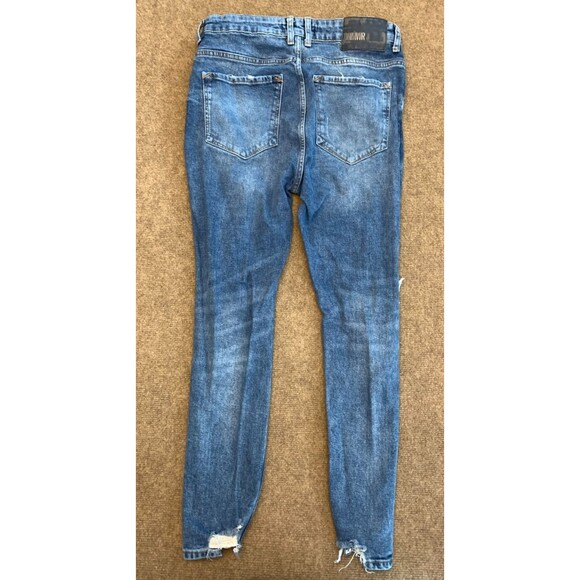 Zara Jeans Womens 31 High Rise Distressed Skinny Shark Bite Hem Stretch Denim - Picture 3 of 9